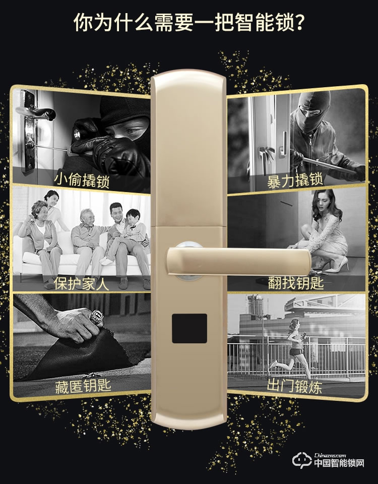 迪克曼智能锁 防盗锁新款指纹锁家用防盗门智能锁滑盖锁刷卡锁A12