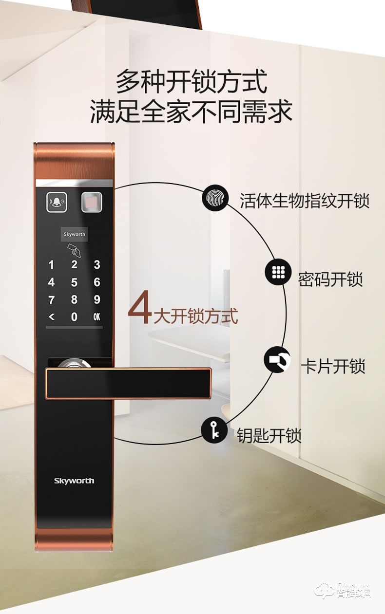 创维智能锁 r8家用防盗门电子指纹密码感应锁