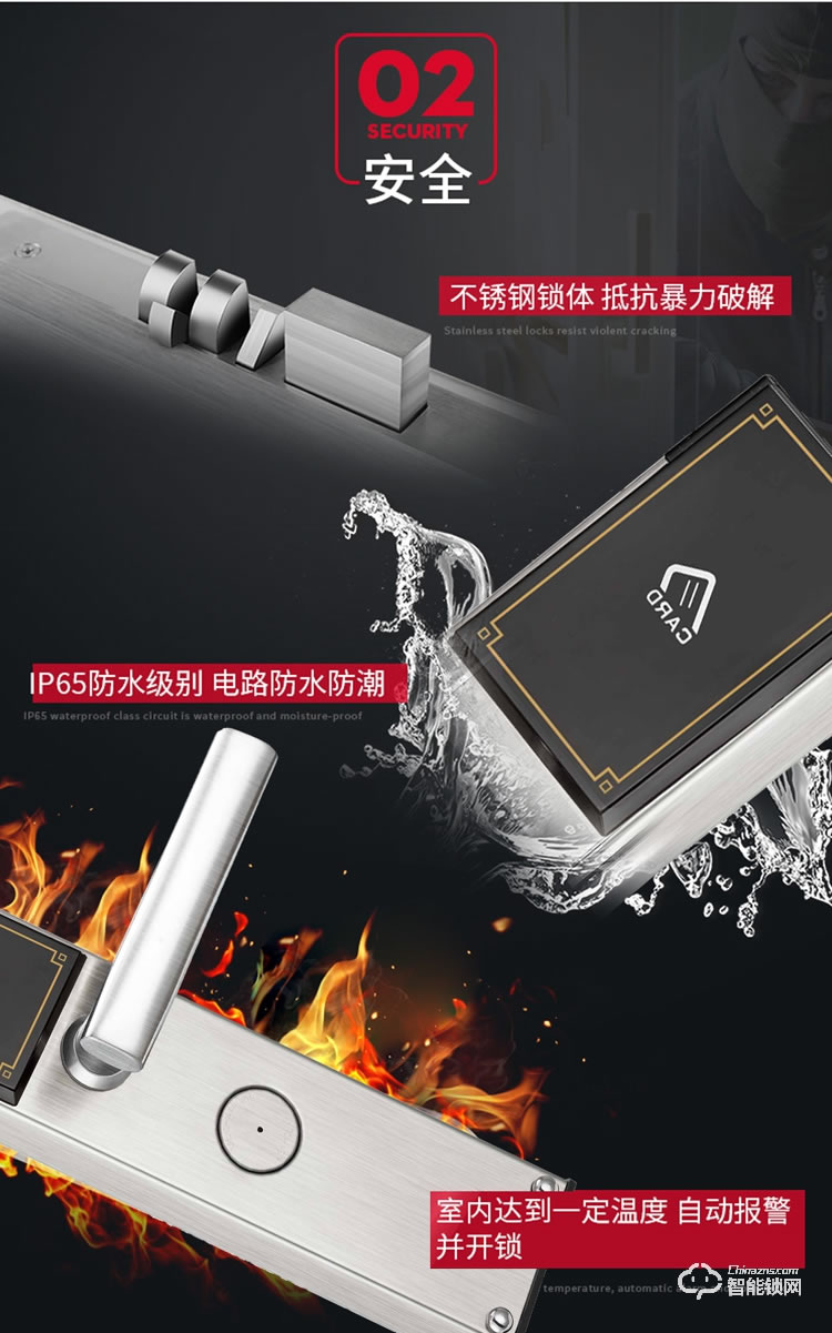 居顶指纹锁 公寓出租电子感应IC卡磁卡锁
