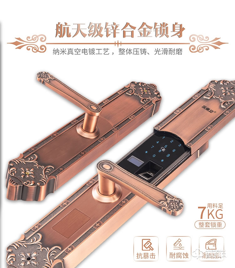 深丽安智能锁 G5别墅门防盗铜铁铝合金门磁卡锁
