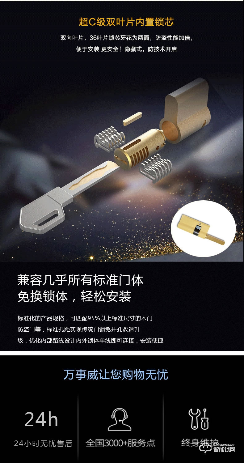 艾创米智能锁 s600全自动家用防盗门密码智能门锁