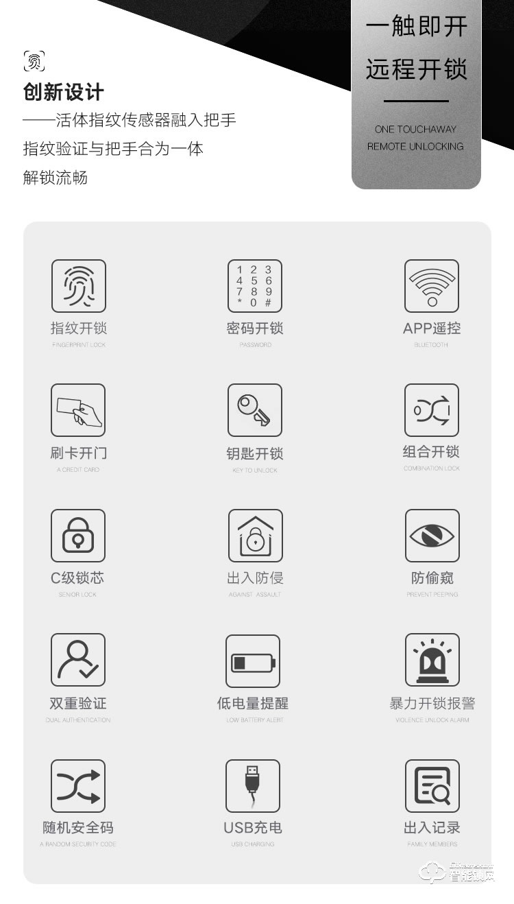 艾创米智能锁 TK01-1全自动监控摄像头防盗门电子锁