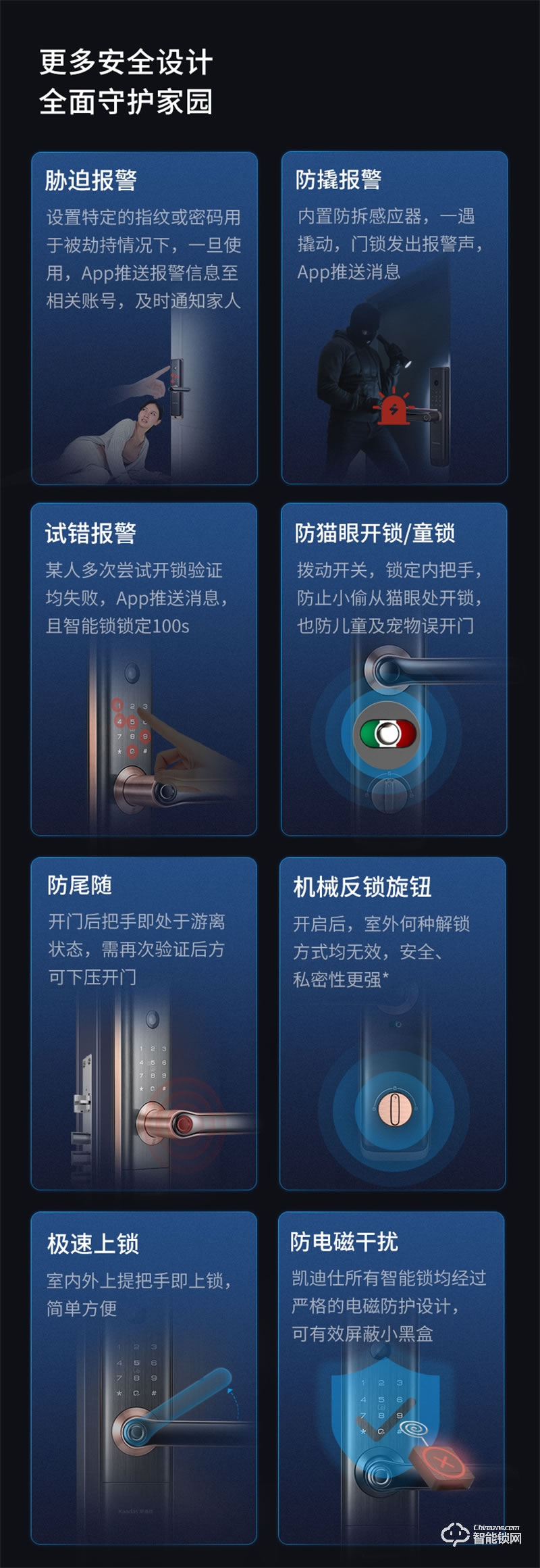 凯迪仕指纹锁可视猫眼S110-V 智能锁密码锁