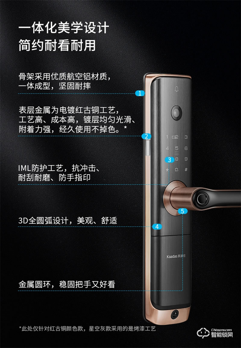 凯迪仕指纹锁可视猫眼S110-V 智能锁密码锁