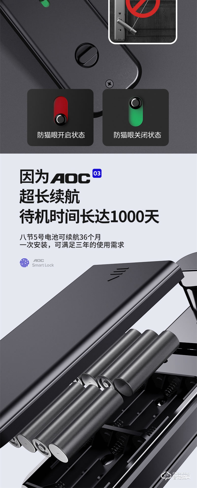 AOC智能锁L3 家用防盗门十大品牌指纹锁